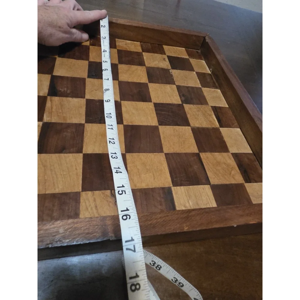 Vintage Rustic Handmade Wood Chess Tray